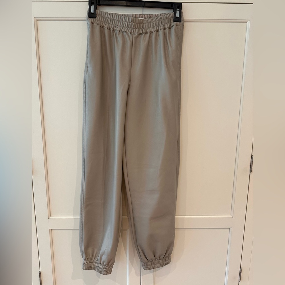 Aritzia Babaton Vegan Leather Taupe Pants Size XS